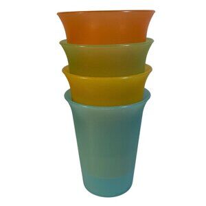Tupperware Bell Tumblers Set Of 4 Pastel Plastic Cups 6oz Tall Stackable